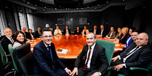 The first cabinet meeting of the Andrews government in 2014. (Colour digitally altered)