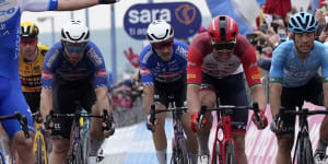 Australia’s Michael Matthews takes the third stage of the Giro d’Italia on Monday.