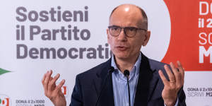The video went beyond “the bounds of dignity and decency”:Enrico Letta speaks in Rome.
