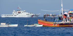A Philippine fishing boat near Scarborough Shoal,where the Chinese Coast Guard patrols.