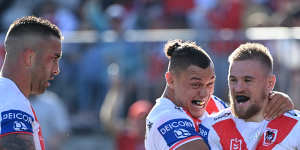 Matt Dufty in action for the Dragons in 2021.