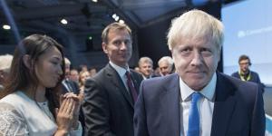 Boris Johnson makes his way to the stage after the announcement of the winner of the Conservative Party leadership. 