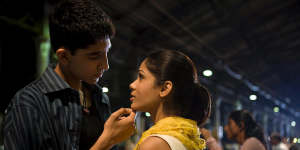 A young Dev Patel with Freida Pinto in the Oscar-winning Slumdog Millionaire. 