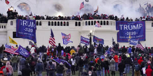Rioters supporting president Donald Trump storm the Capitol in Washington. 
