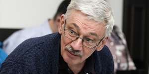 Oleg Orlov,a member of Russian human rights group Memorial,which has been awarded the Nobel Peace Prize.