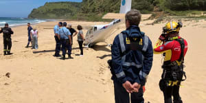 The plane landed safely on Garie Beach.