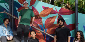 Andrew Suryanto (centre) and leaders of UNSW Artificial Intelligence Society Tarushi Nandwani,Rahul Markasserithodi,Jack Ma and Ishmanbir Singh.