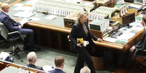 Deputy Opposition Leader Sussan Ley leaving the chamber last year after being ejected during question time.