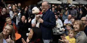 The newly minted Australian Labor Prime Minister Anthony Albanese on a meet and greet in Marrickville on Sunday.