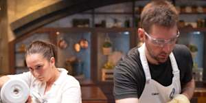 Laura Sharrad and Callum Hann cooking during this year’s Back to Win season. 