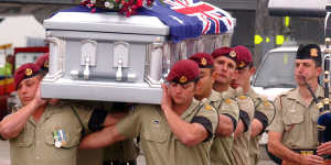 Private Kovco’s body arrived in Sydney on April 29,2006. His body was escorted by Warrant Officer Tim Cuming from Private Kovco’s unit,the 3rd Battalion.