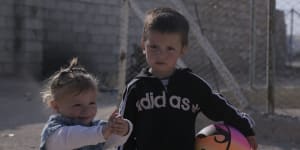 Jarah and Layla,two of the children of an Australian mother living in the al-Hawl camp in Syria in November.