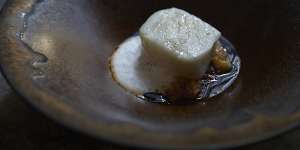 Toothfish with Jerusalem artichoke foam and mussels.