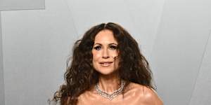 Minnie Driver arrives at the Vanity Fair Oscar Party.