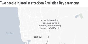 The explosion targeted a cemetery in Jeddah,also known as Jiddah,where a Remembrance Day service was taking place. 
