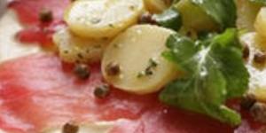 Tuna carpaccio with kipfler potatoes,lemon and thyme