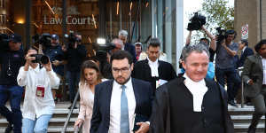 Bruce Lehrmann leaves the Federal Court in Sydney after losing his defamation case on April 15.