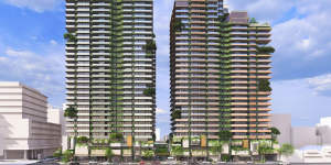 An artist’s impression of two of the three towers proposed for Newstead,as seen from the Stratton Street side (with the buildings opposite removed).