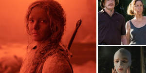 Clockwise from main:Morfydd Clark as Galadriel in The Lord of the Rings:The Rings of Power,Rhys Darby and Brooke Dillman in Wrecked and Naomi Watts in Goodnight Mommy.