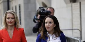 Assange's partner,Stella Moris,right,and his lawyer Jennifer Robinson,arrive at the Central Criminal Court,the Old Bailey on September 14.