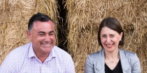 Then-premier Gladys Berejiklian and Nationals leader John Barilaro led their parties to victory in the 2019 NSW election. 
