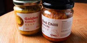 Golden and red chilli kimchi.
