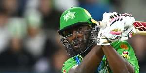 Andre Russell with the Melbourne Stars,after being enticed to the BBL by Glenn Maxwell.