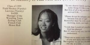 Murder victim Hae Min Lee pictured in a memorial in her yearbook.