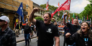 John Setka leading a CFMEU rally in Sydney in 2023.