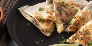 Steak and Cheese Quesadillas on a Cast Iron Comal or Griddle. satmar7mexfood 