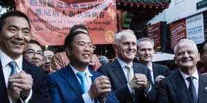 Huang Xiangmo with then Prime Minister Malcolm Turnbull in 2016.