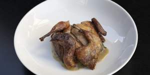 Bronzed quail ($40) with roast chicken gravy.