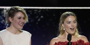 Greta Gerwig,left,and Margot Robbie,right,at the 29th Critics Choice Awards this month.