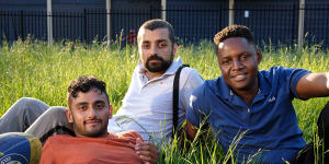 Arka Das,Rahel Romahn,Thuso Lekwape in Here Out West,a beautifully assembled telemovie set in Sydney’s migrant communities. 