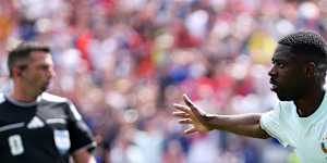 FOXBOROUGH,MASSACHUSETTS - JUNE 26:Ousmane Dembele #7 of France celebrates scoring his team’s first goal during the FIFA World Cup 2026 Group I match between Norway and France at Boston Stadium on June 26,2026 in Foxborough,Massachusetts. (Photo by Justin Setterfield/Getty Images)