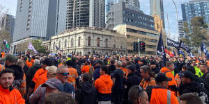 Union members protested against the federal government’s laws in August. 