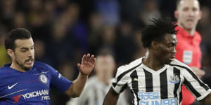  Christian Atsu (right) in 2019 during his spell at Newcastle United.