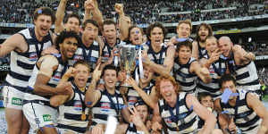 Heart stopper:The Cats of 2009 edged their way to victory against St Kilda in a dramatic final few minutes. 