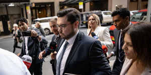 Bruce Lehrmann leaves the Federal Court in Sydney on Monday.