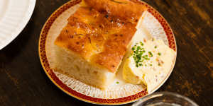 Foccaccia with onion butter that uses onion in three different forms.