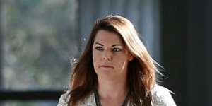 Greens Senator Sarah Hanson-Young arrives for the ballot. 