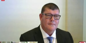 James Packer giving evidence to the inquiry earlier this month. 