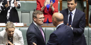 Alan Tudge with Opposition Leader Peter Dutton,who spoke of the attacks endured online by politicians on all sides.