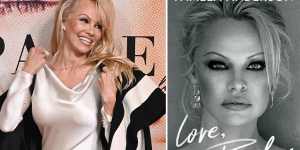 Pamela Anderson at a screening of her documentary in New York this month and,right,the cover of Love,Pamela.
