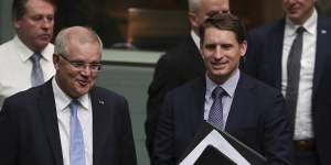 Pot shots:Prime Minister Scott Morrison and Andrew Hastie. 