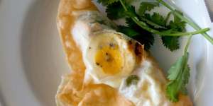Street food:Brik pastry with tuna and egg.
