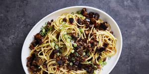 Italian twist:Spaghetti bolognese meets Sichuan's famous mapo tofu.