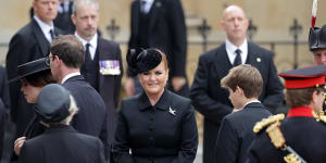 Sarah,Duchess of York,arrives at Westminster Abbey ahead of the funeral of Queen Elizabeth II in September.