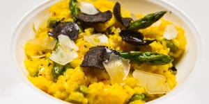 Asparagus risotto with fresh truffle.