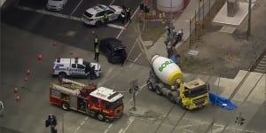 An aerial image of the scene of the intersection where Angus Collins was killed.